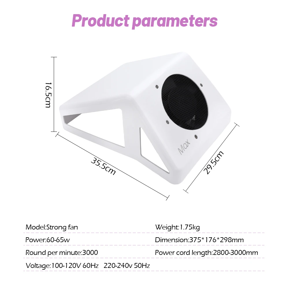 

65W Strong Adjustable Speed Nail Dust Collector for Nail Dust Fan Vacuum Cleaner Manicure Tool Vacuum Dust Extractor With Filter