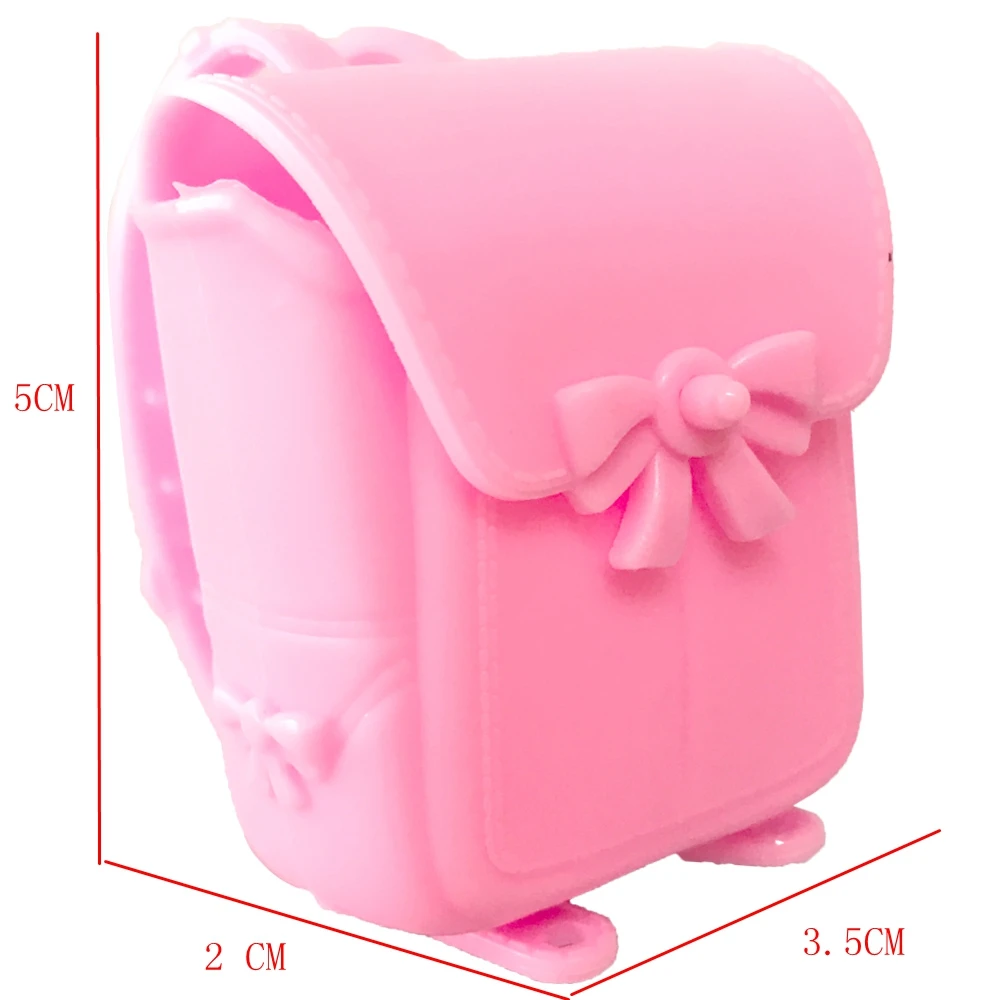 NK New Accessories Fashion Doll Bag Plastic Pink Knapsack  Mini Backpack 1:6 Toy For Barbie Doll Baby Play House Toys  6X