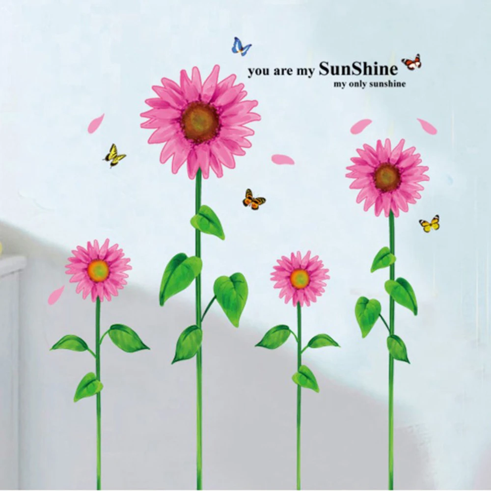 Наклейка на стену в виде подсолнуха стеклянная наклейка виниловая