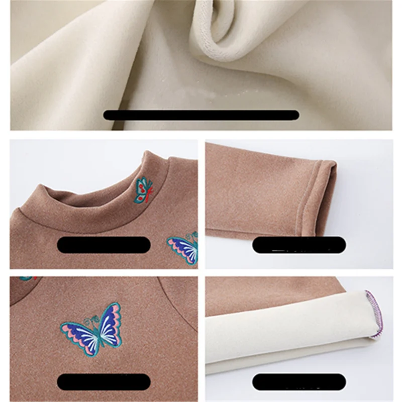 

Girls Winter T Shirt Long Sleeve Embroidery Butterfly Undershirt Cotton Sweatshirts For Children Tops Tees Kids Clothes 8 10 12Y