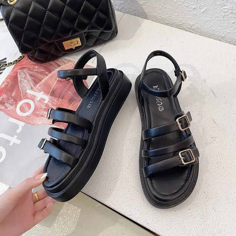 

Med Shoes Woman 2021 Female Slippers On A Wedge Luxury Slides Platform New Flat Designer Soft Beach Summer Rome Rubber Scandals