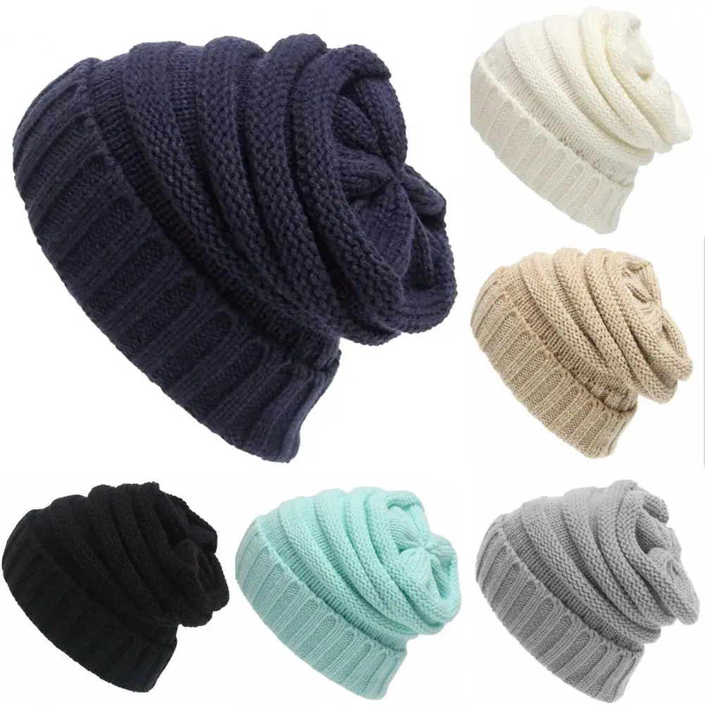 

Unisex Winter Thick Warm Soft Stretchy Woolen Yarn Knitted Beanie Hat Headwear