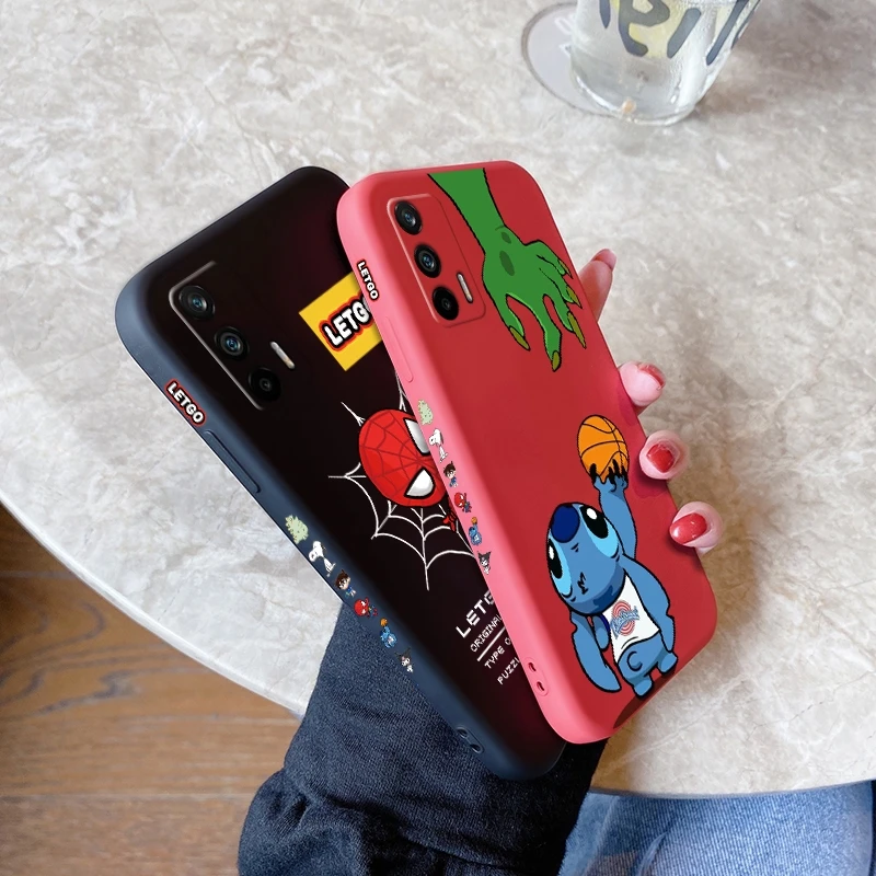 for realme gt 5g gt neo gt neo flash casing with cartoon cartoon pattern back cover anti falling shockproof silica gel case free global shipping