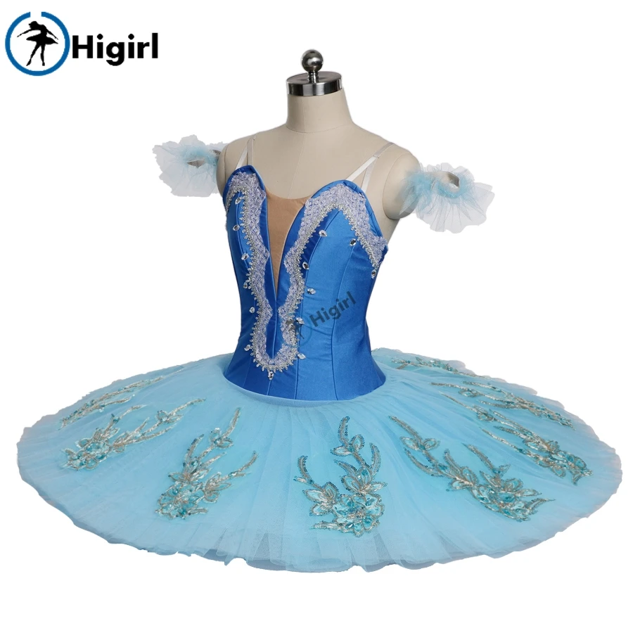 Women Blue Swan Lake Professional Pancake Tutu Girls Performance Competiton Pallter Tutus Child BT9142B | Тематическая одежда и