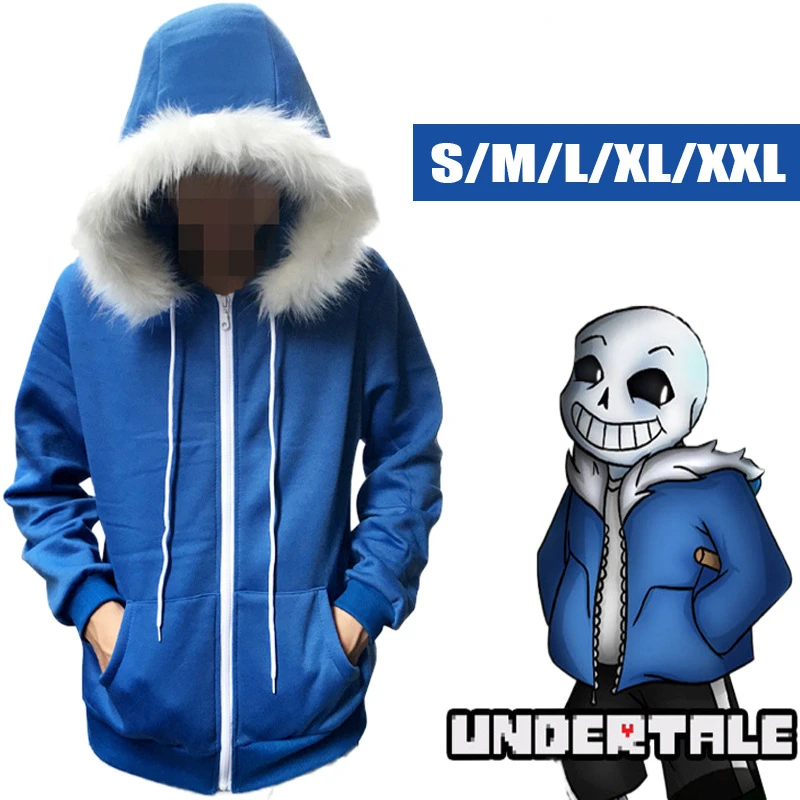 Толстовки для косплея Undertale Sans латексная маска крутая скелет Cos голубое пальто