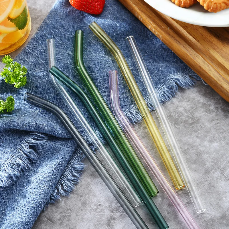 1 шт. красочная прозрачная стеклянная солома многоразовая с кристаллами