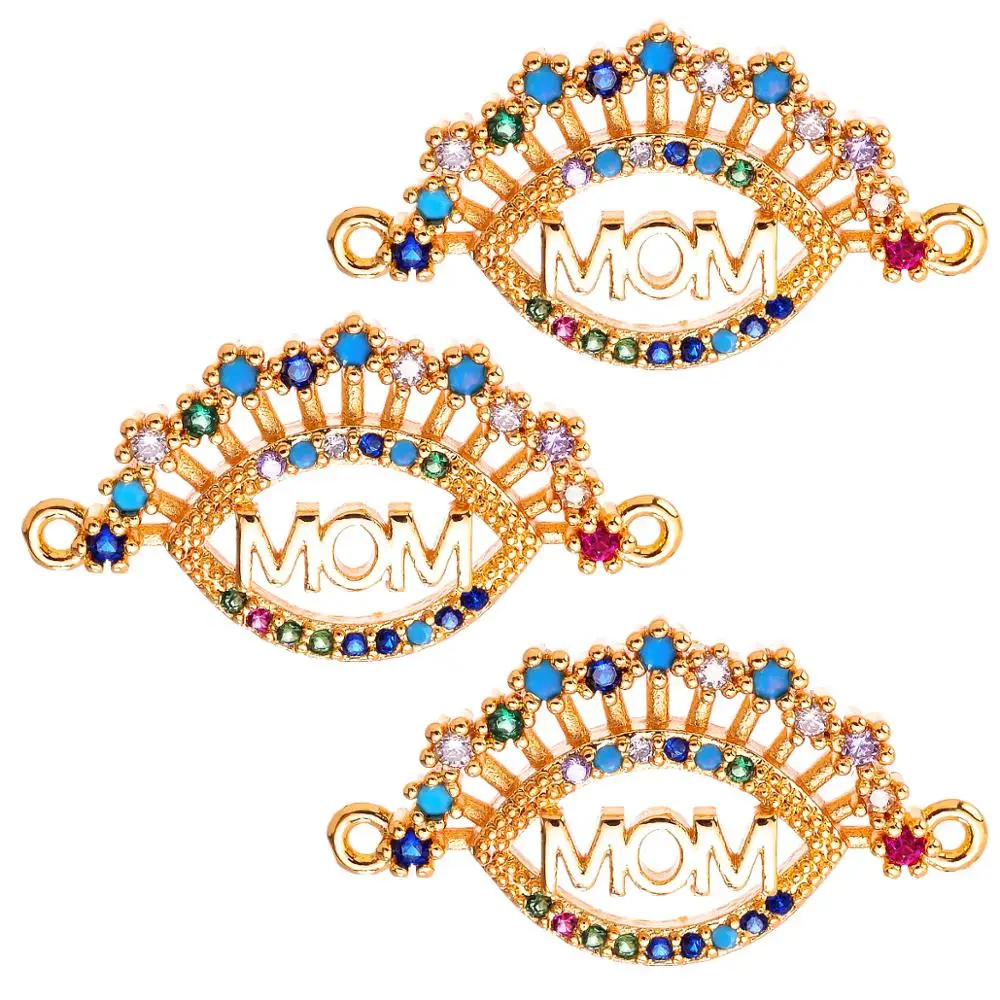 

European and American design color eyes MOM jewelry connector suitable for women bracelet necklace jewelry making accessories