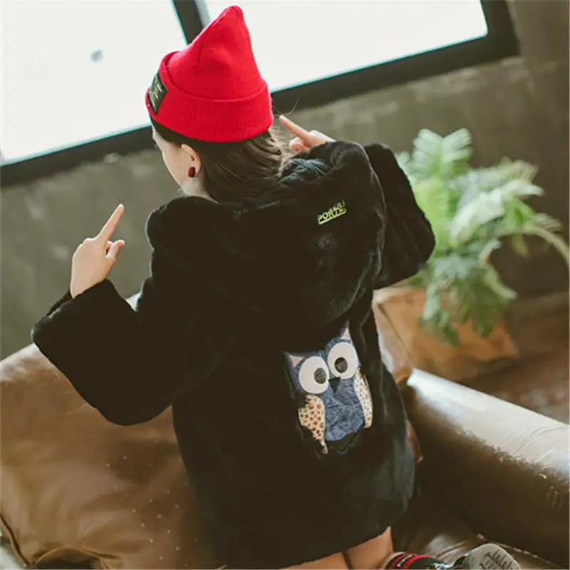 

2019 Baby Teenage Winter Cartoon Thick Children Parka Kids Girls Faux Fur Fleece Ear Hooded Coats Jackets clothes
