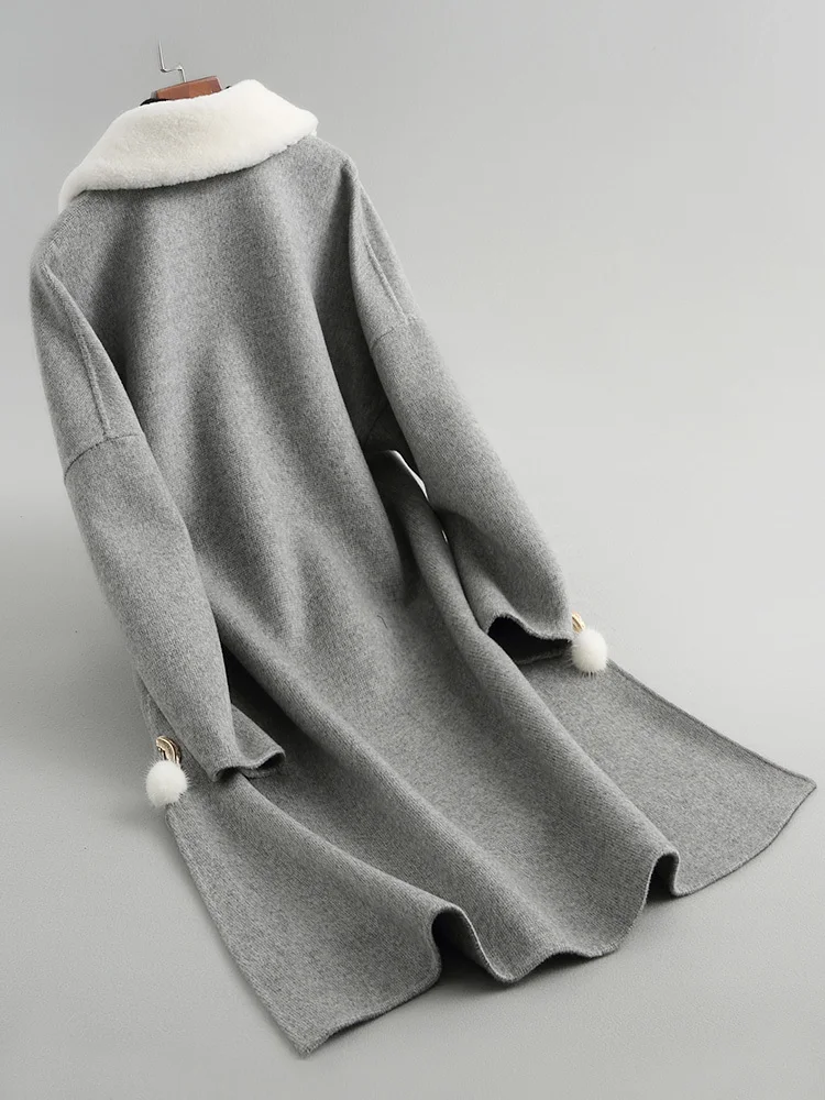 Женское длинное пальто из 100%-ной шерсти на осень/зиму | Женская одежда