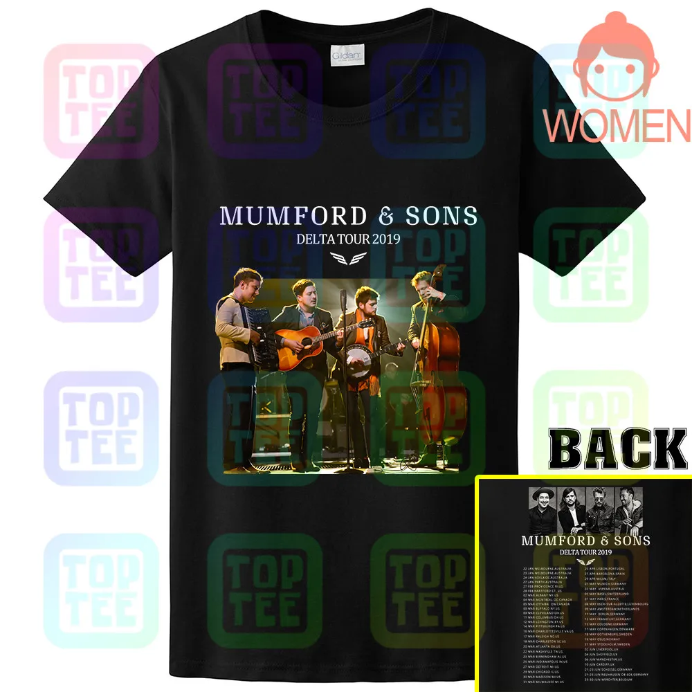 Women Black Новинка; Лидер продаж; 8849-MUMFORD& SONS Delta Tour ; футболка; размеры S-3XL - Цвет: Women Black