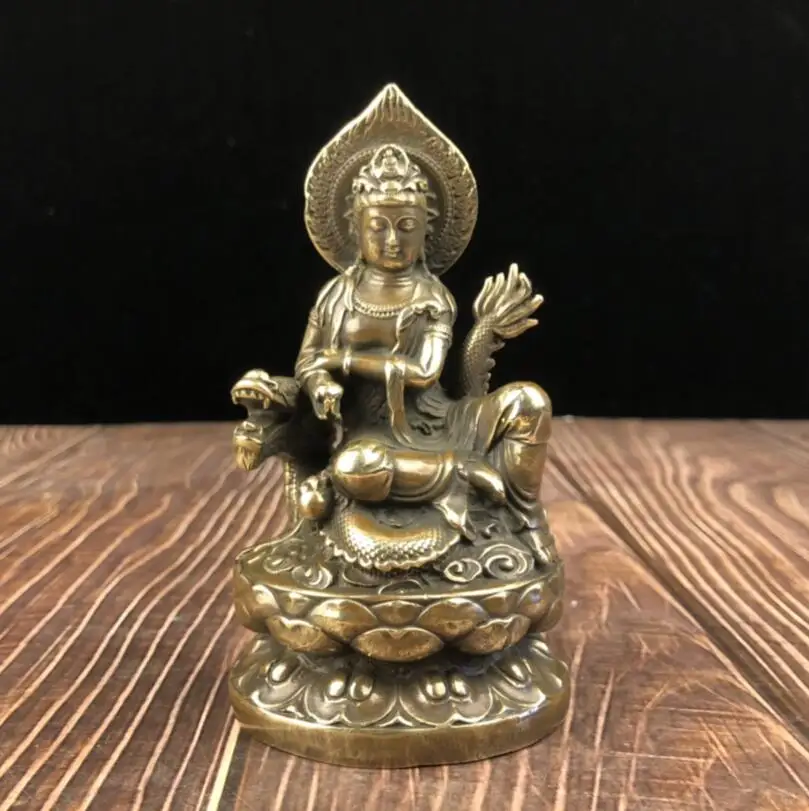 

Статуя из латуни sit lotus ride dragon Guanyin Будда Бодхисаттва ручной работы