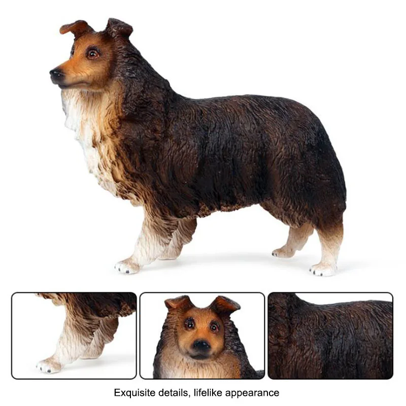 Новинка 12 см статические Твердые дикие животные модель черной овчарки детские