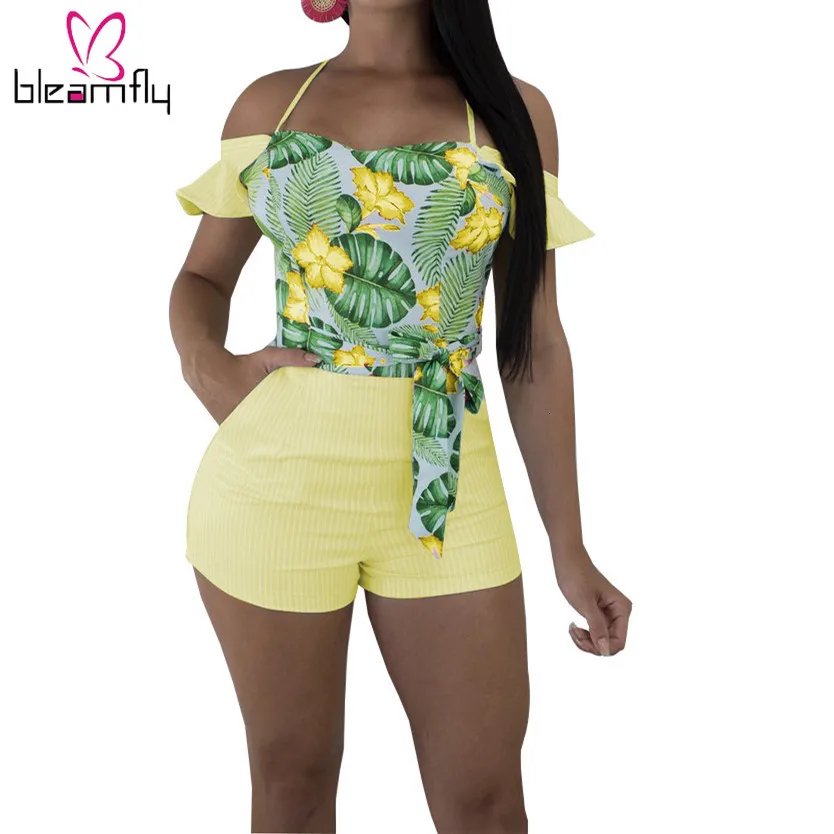 Женский Короткий комбинезон с цветочным принтом комбинезоны глубоким вырезом и