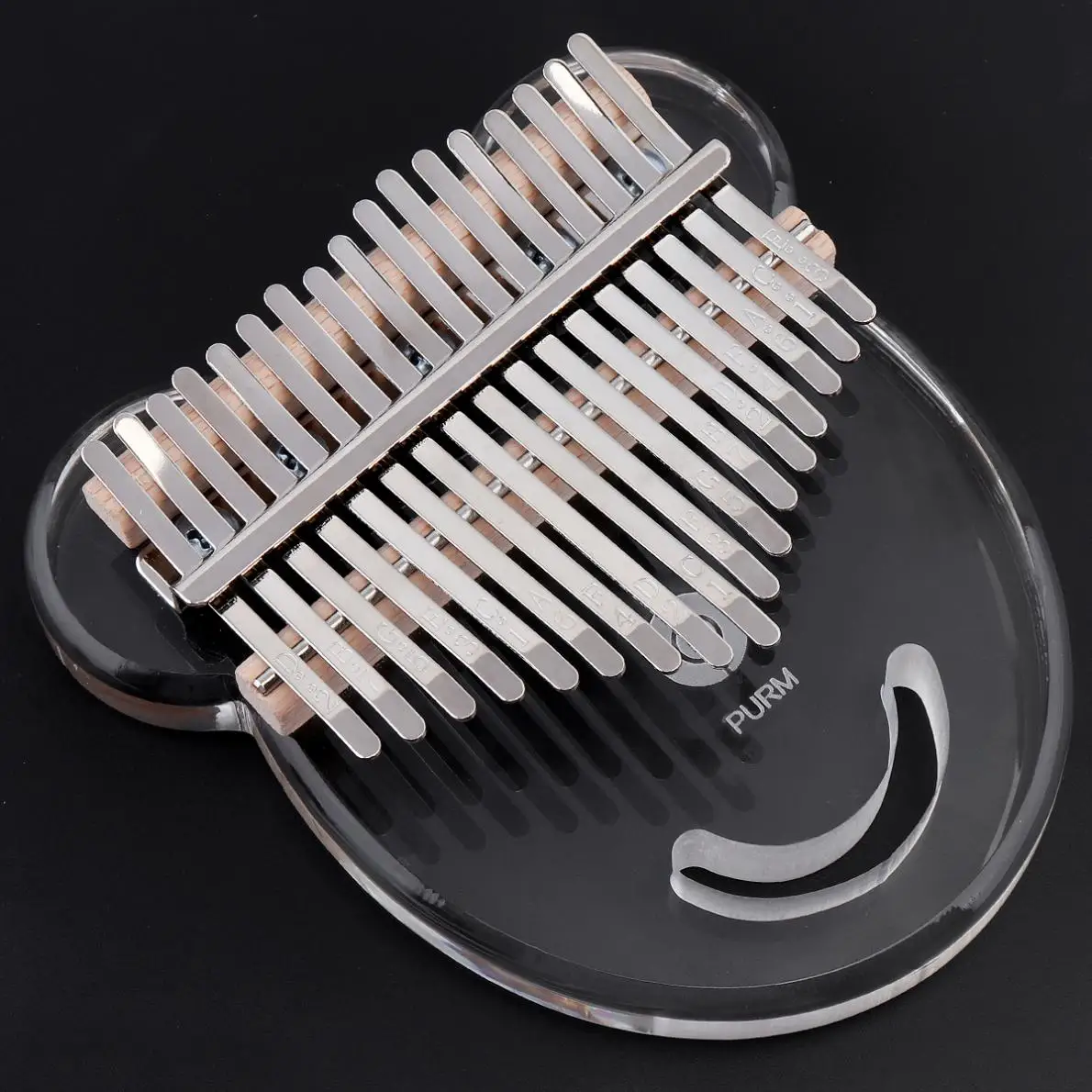 

17 Key Simulation Crystal Transparent Bear Face Shape Thumb Piano Kalimba Mbira with Tuning Hammer
