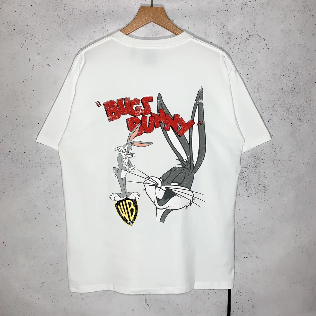 

2021 New Summer KITH Target T-shirt Men Women Rabbit Logo Print KITH Tee Collar Tag Short Sleeve Tops men fashion clothing