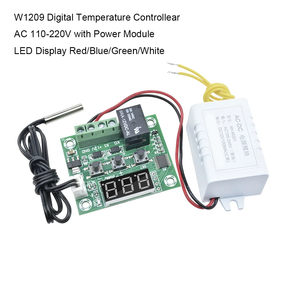 Цифровой температурный контроллер W1209 Термостат светодиодный ным дисплеем