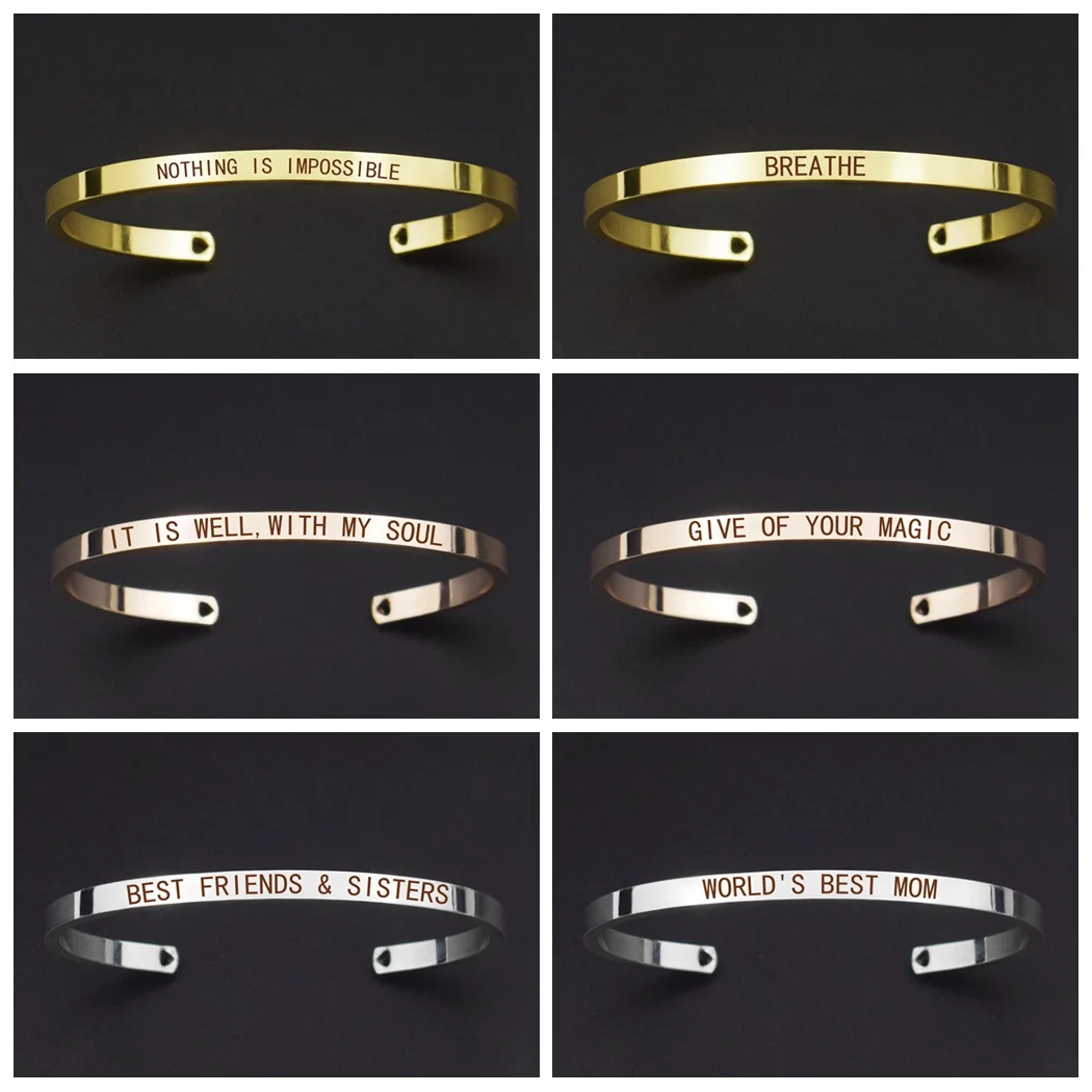 Персонализированный браслет на заказ с именем буквами текстом гравировкой