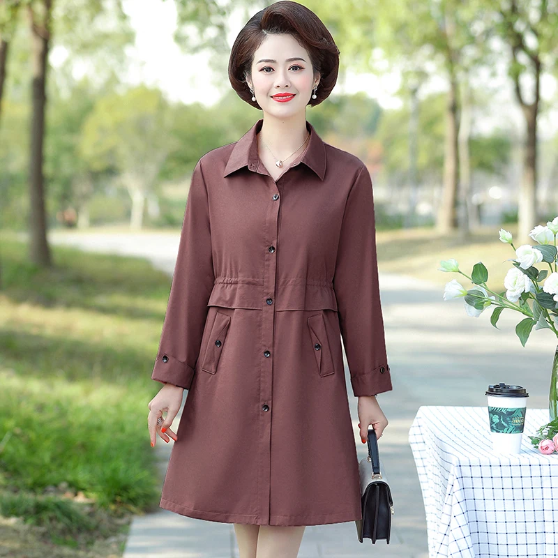 

fashion feminine coat plus size solid color comfortable joker trench coat for women slim fit casual lady clothes spring autumn