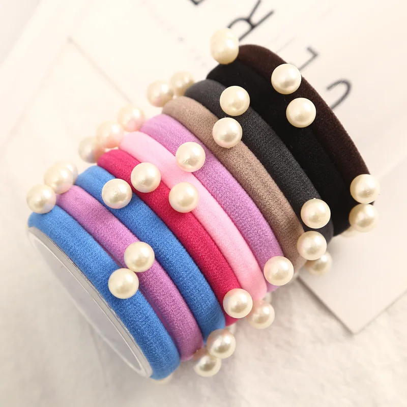 

10pcs Pearls Bead Elastic Rubber Hair Bands Elegant Headwear Women Girl Hair Rope Scrunchy Ponytail Jewelry Hair Accessory