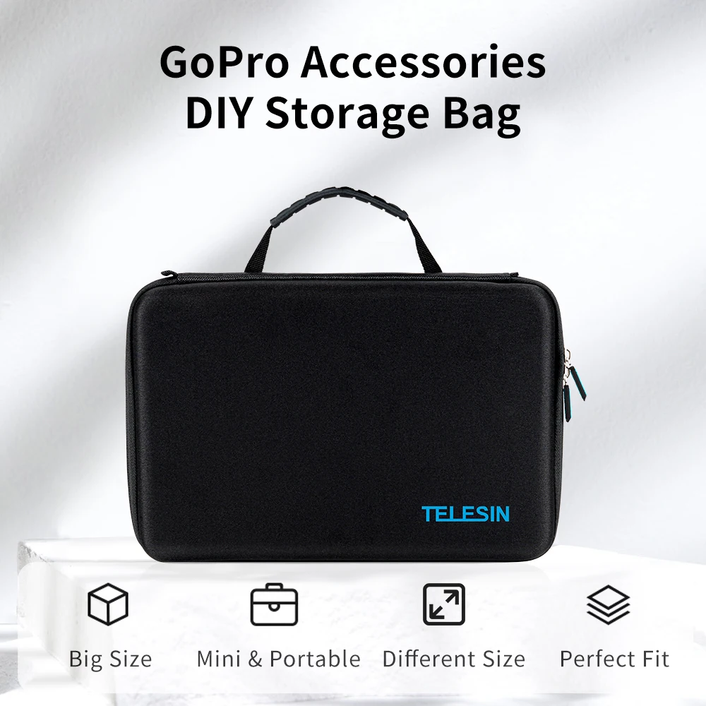 Чехол для хранения TELESIN защитный чехол из ЭВА GoPro Hero 9 8 7 6 5 4 3 2 Insta360 Xiaomi YI 4K сумка