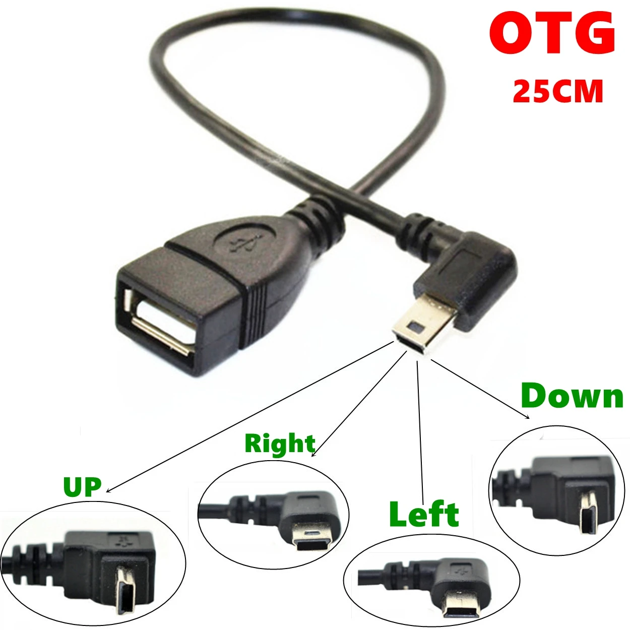 90 градусов с 4мя фазами угол мини USB OTG mini B (папа) 5 контактный кабель адаптер 0 25