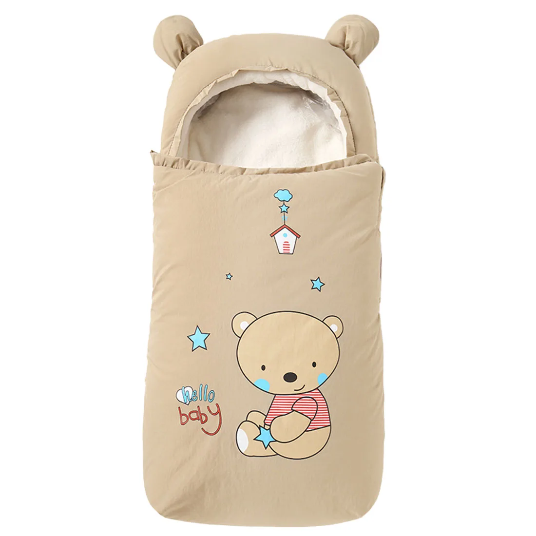 Милый спальный мешок с медвежьими ушками для малышей зимняя коляска муфта ног