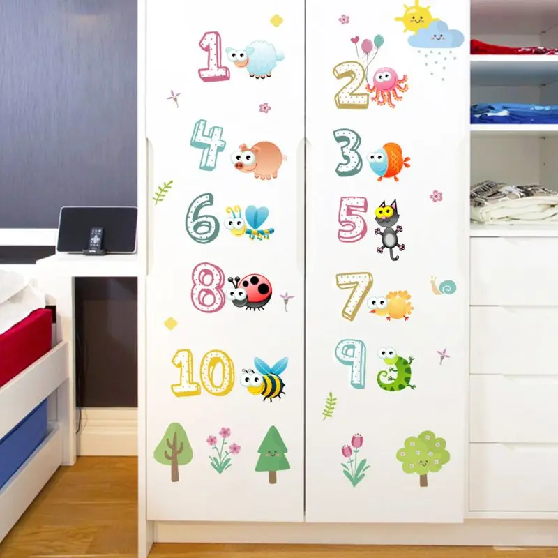 

Creative Animal Number Cartoon Wall Sticker Children Room Kindergarten Classroom Layout Early Education Self-adhesive Paper 40JC