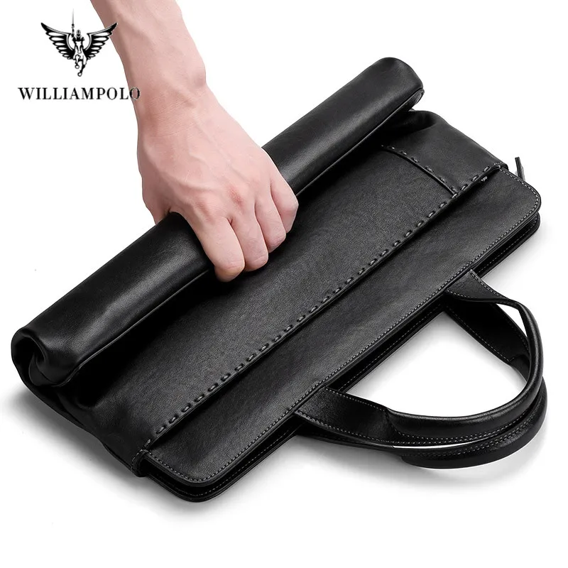 Портфель WILLIAMPOLO мужской для ноутбука саквояж кросс-боди из натуральной воловьей