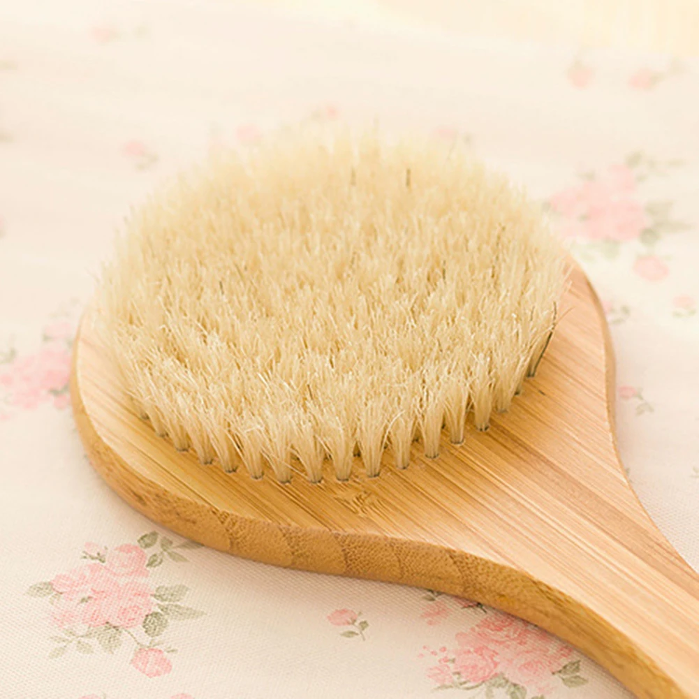 Бамбуковая щетка для тела с длинной ручкой душа спа отшелушивающая ванны спины