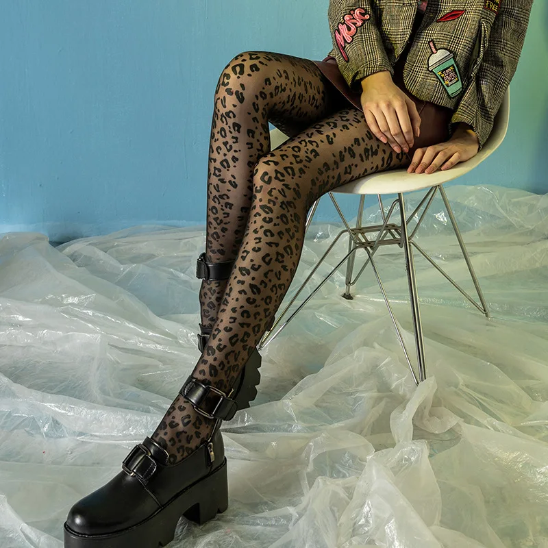 

Tights Women Stocking Leopard Grain Nylon Stocking for Woman Solid Color Adult Ladies Elegant Long Sox Summer Female Sexy Sokken