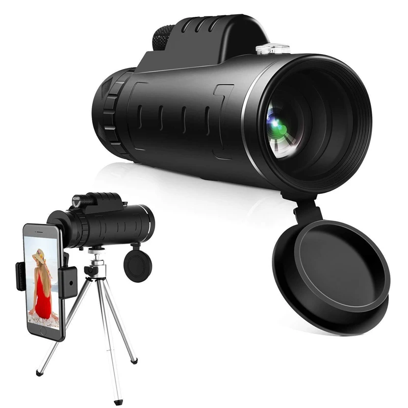 

Outdoor Clear Weak Night Vision Pocket 40X60 Zoom Optical High Magnification Monoculars HD Lens + Tripod + Mobile Phone Clip