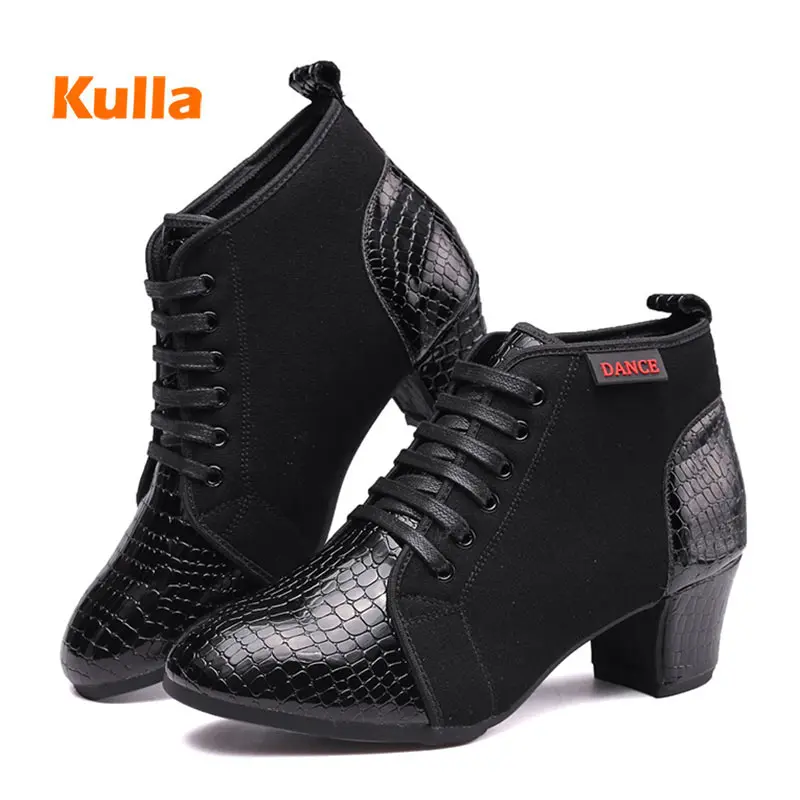 Women Jazz Latin Dance Boots Salsa Ballroom Dancing Shoes 3cm 5cm Female High Heels High Top Outdoor Ladies Woman Dance Sneakers