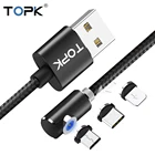 TOPK AM51 90 градусов Магнитный USB кабель для iPhone Xs Max 8 7 6 5 Магнит Micro usb type C кабель для samsung Xiaomi