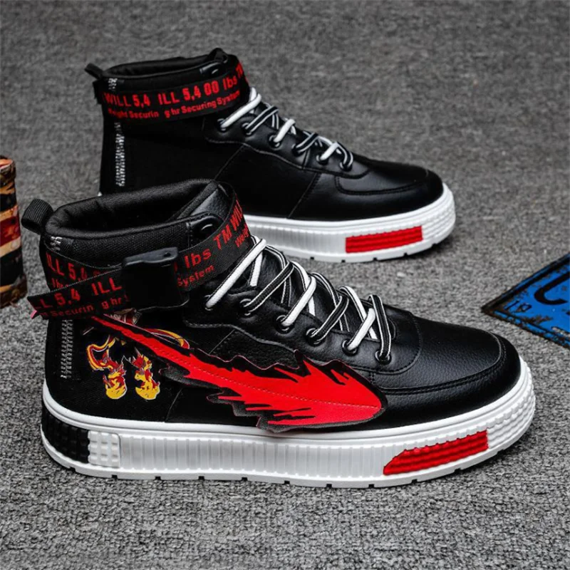 

Men Autumn Winter Sneakers High-top Skateboard Shoes Anime Shoes Men Outdoor Cosplay Casual Shoes Student Trainers