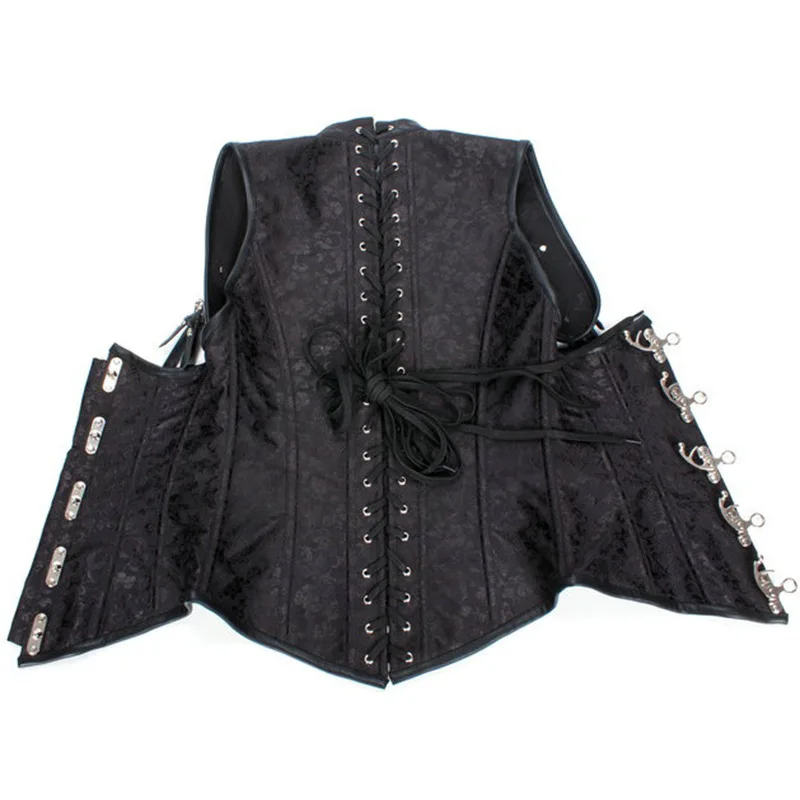 Женский Готический корсет в стиле стимпанк коричневые стальные косточки