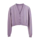 Кардиган женский короткий, черный, белый, однобортный, с V-образным вырезом, GD153