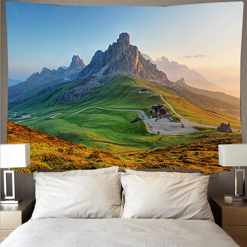 Большой горный лес небо пейзаж дешевый гобелен искусство Психоделическое