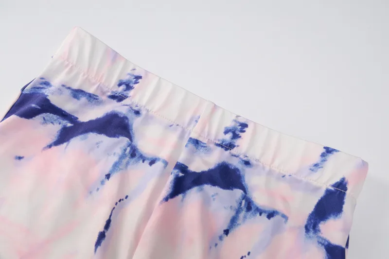 

hirigin Tie Dyeing Print Halter 2 Piece Women's Set V-neck Backless Bra Crop Tops High Waist Pants Fitness 2021 New Tracksuit