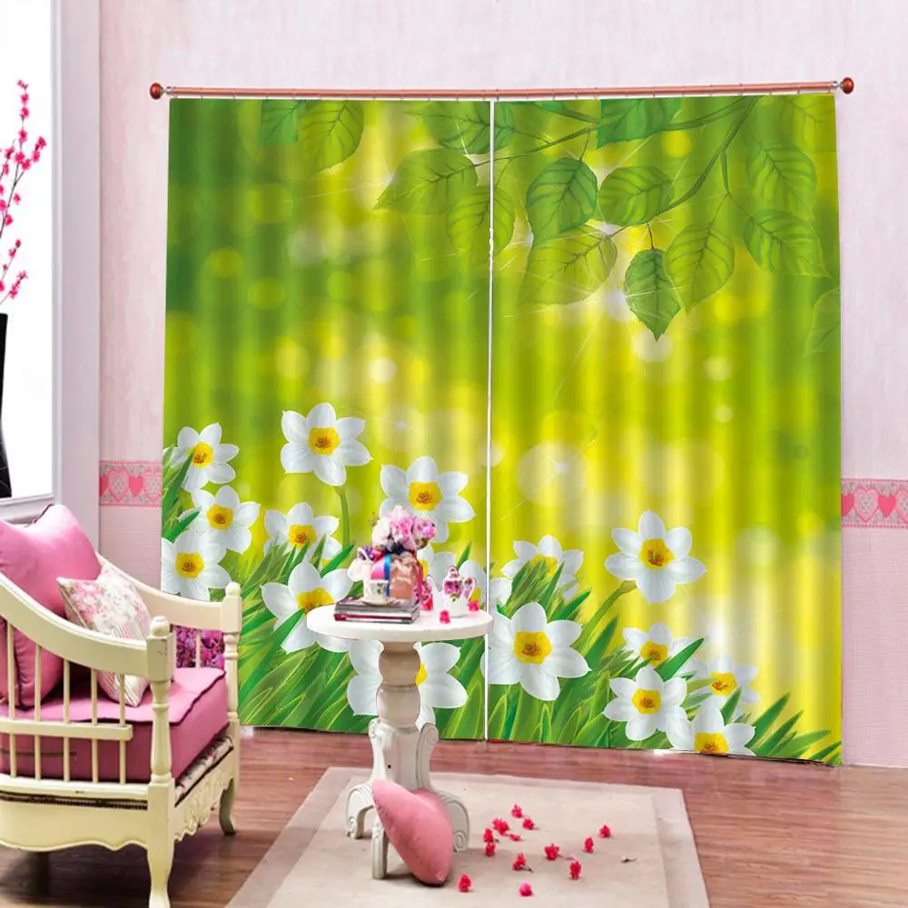 Cear и Простые занавески для душа с зелеными листьями натуральными белыми цветами