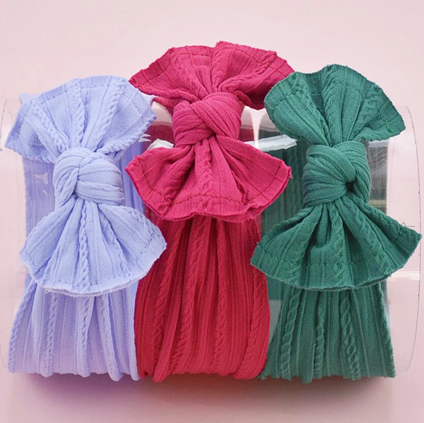 120 шт./лот детские повязки на голову с бантом нейлоновые широкий нейлоновый