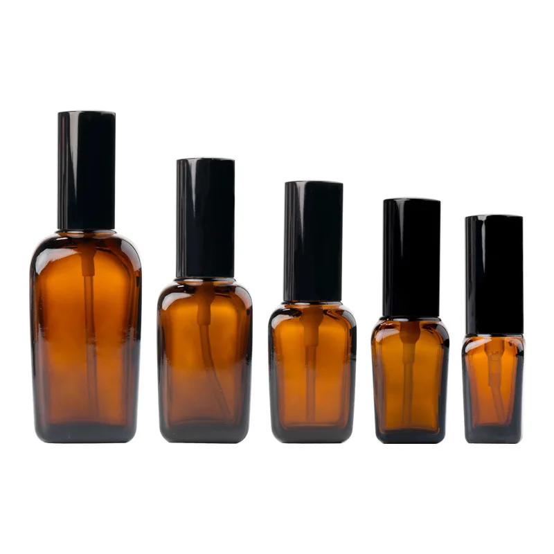 10/20/30/50/100ML Пустые Заправляемый спрей бутылку коричневый квадратный путешествия