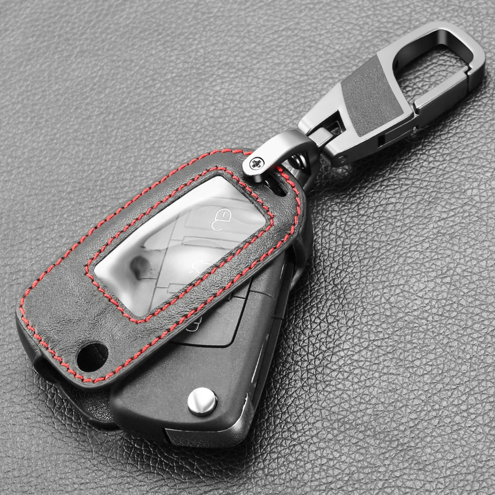 Кожаный чехол для автомобильного ключа Fob рамка VW Polo Golf Passat Touareg Tiguan Beetle Bora