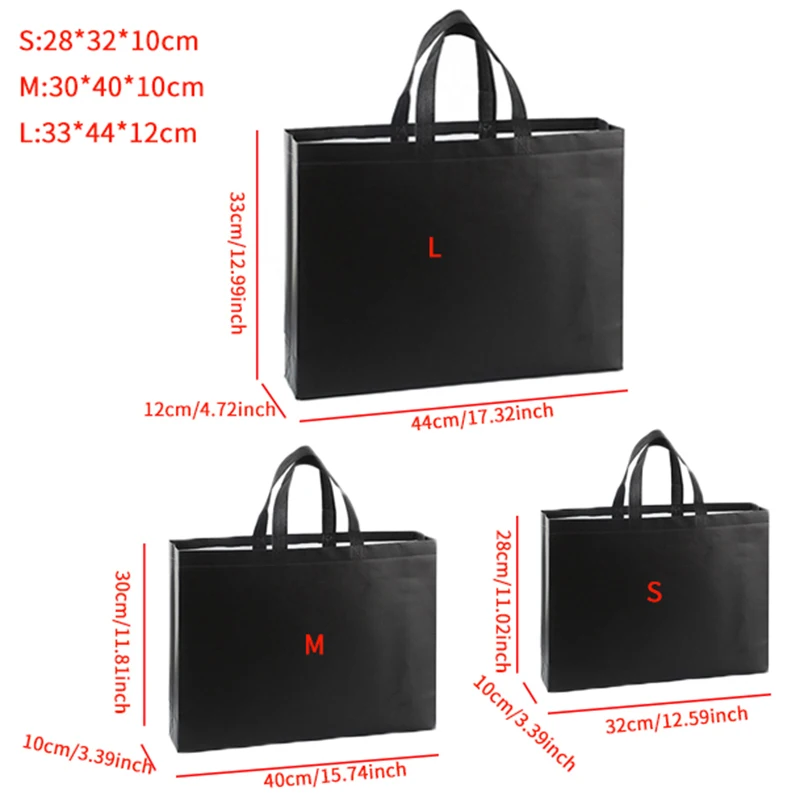 

Fashion Solid Grocery Bags Unisex Foldable Non-woven Shopping Bag Reusable Portable Tote Bags Large Capacity Storage Pouch Black