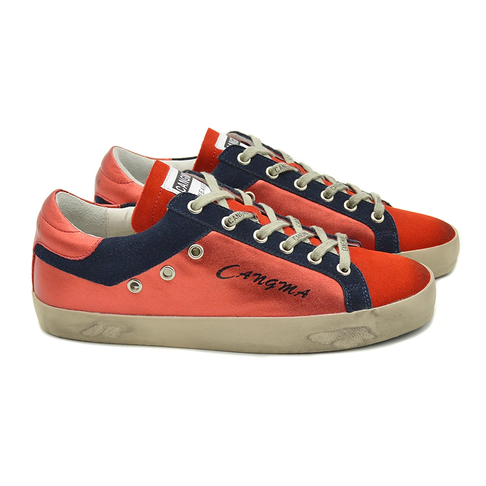 

CANGMA Luxury Brand Designer Shoes Men Retro Cow Suede Genuine Leather Sneakers Red Shoes Male Footwear s