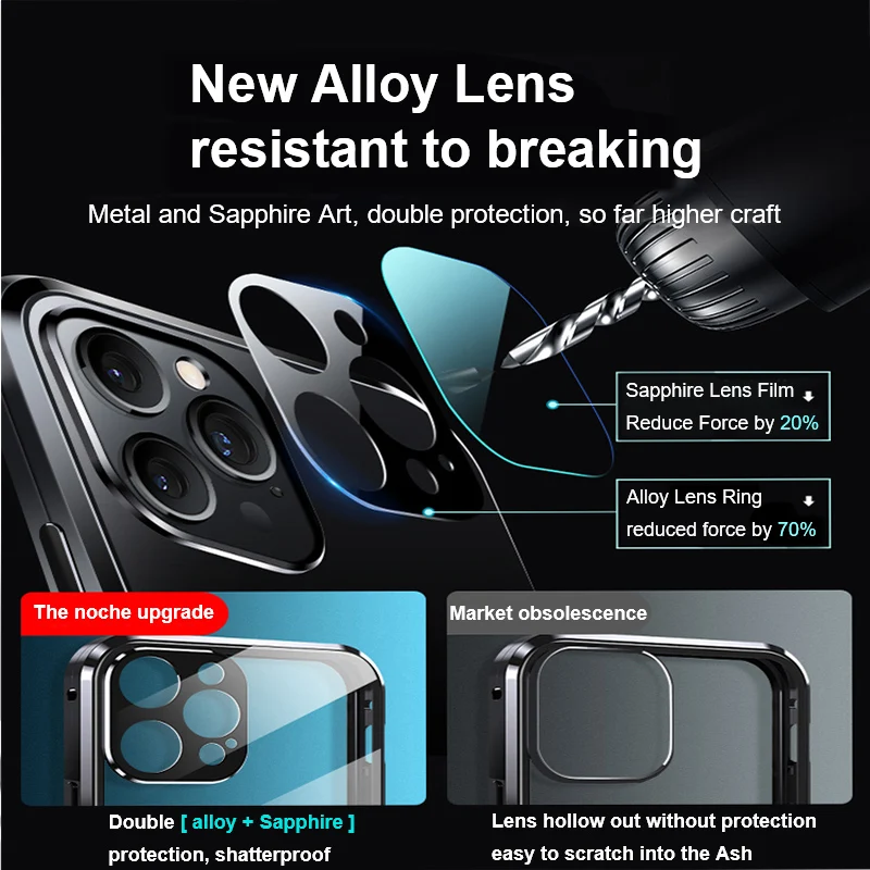Kup Dla IPhone 13 Pro MAX Case. Nowy 360 ° Pełna Ochrona Magnetyczna Adsorpcja Metalowa Szklana Obudowa Telefonu. IPhone 11 12Mini Futerał Na Telefon
