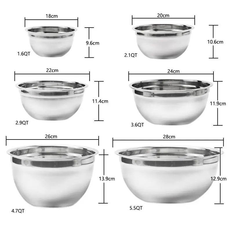 6 шт./компл. чаши из нержавеющей стали для смешивания металлические Нескользящие