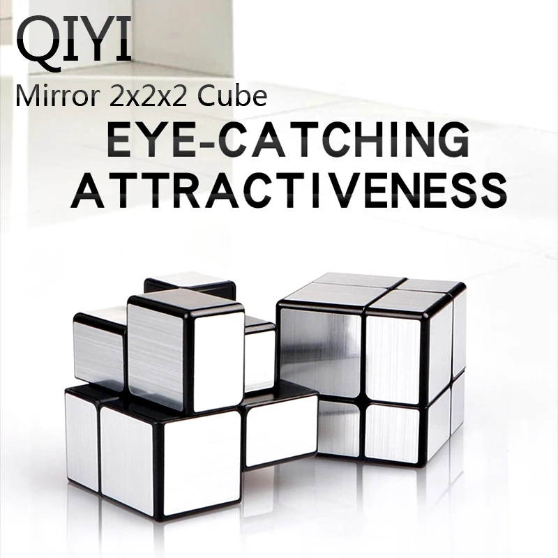 QIYI зеркальный куб 2x2x2 волшебный кубик головоломка серебристые золотые наклейки