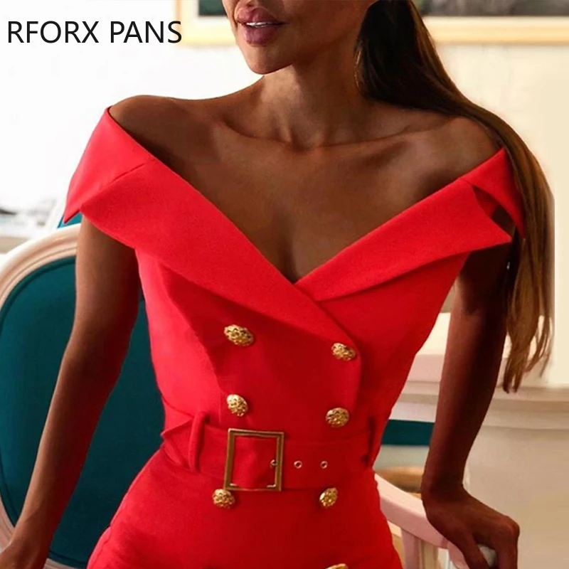 Однотонное двубортное облегающее платье с поясом | Женская одежда