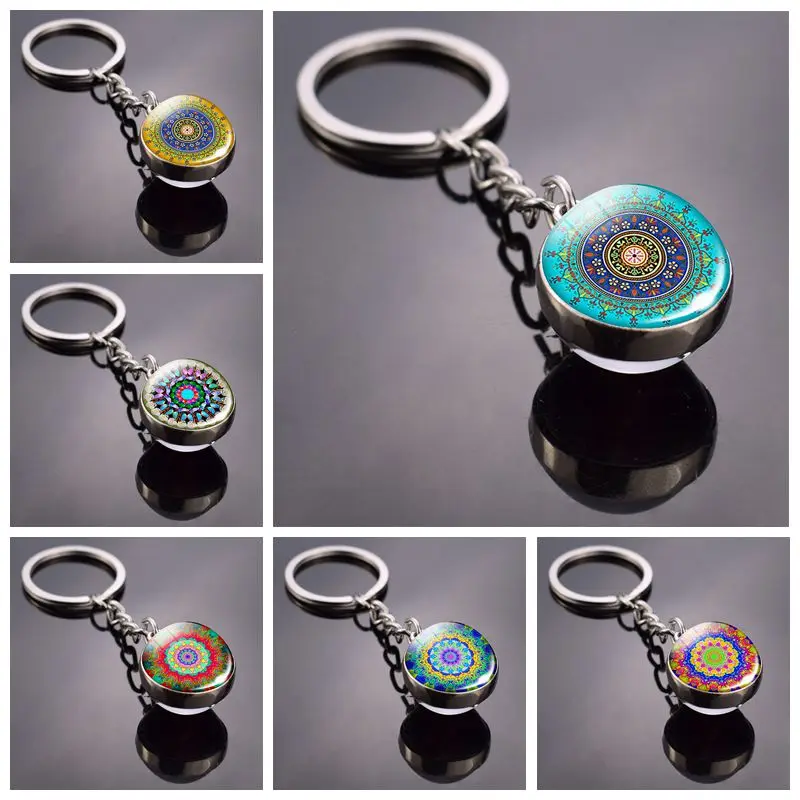 Брелок с мандалой цветок брелок узором мандалы со стеклянным шариком