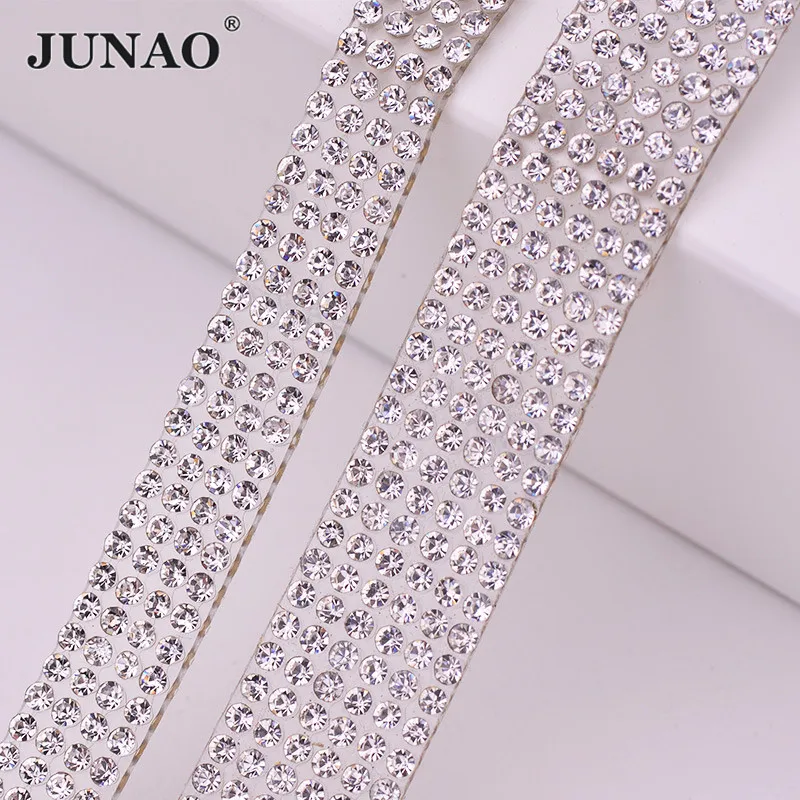 JUNAO 5 ярдов горячей фиксации стеклянные прозрачные стразы для отделки цепочки